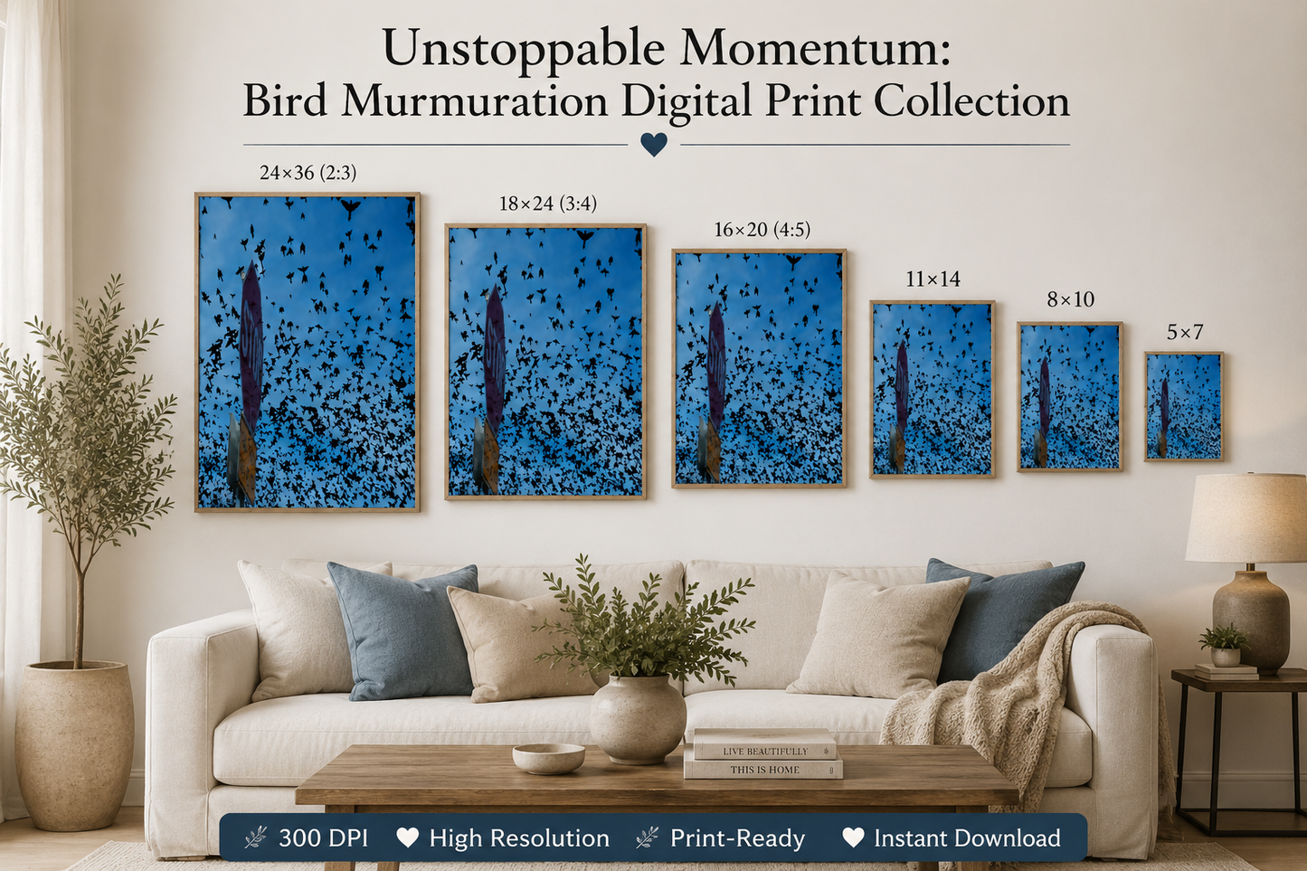 Unstoppable Momentum: Bird Murmuration Digital Print Collection