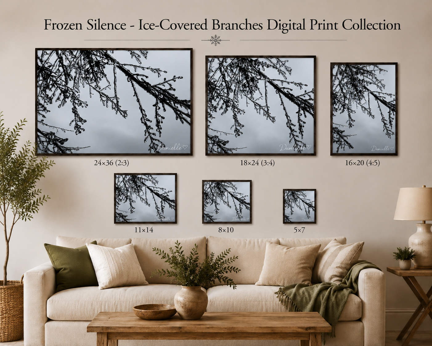 Frozen Silence - Ice-Covered Branches Digital Print