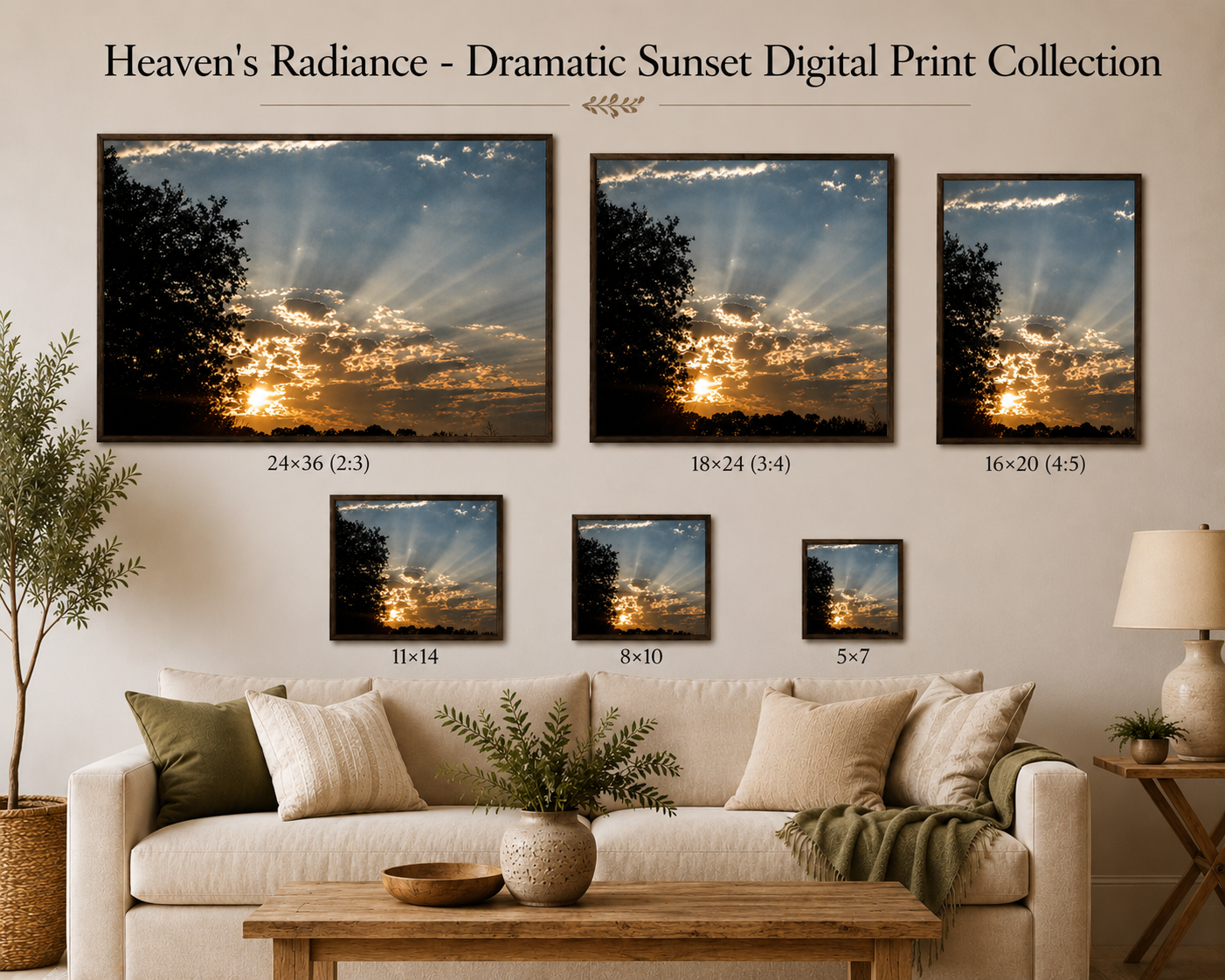 Heaven's Radiance - Dramatic Sunset Digital Print
