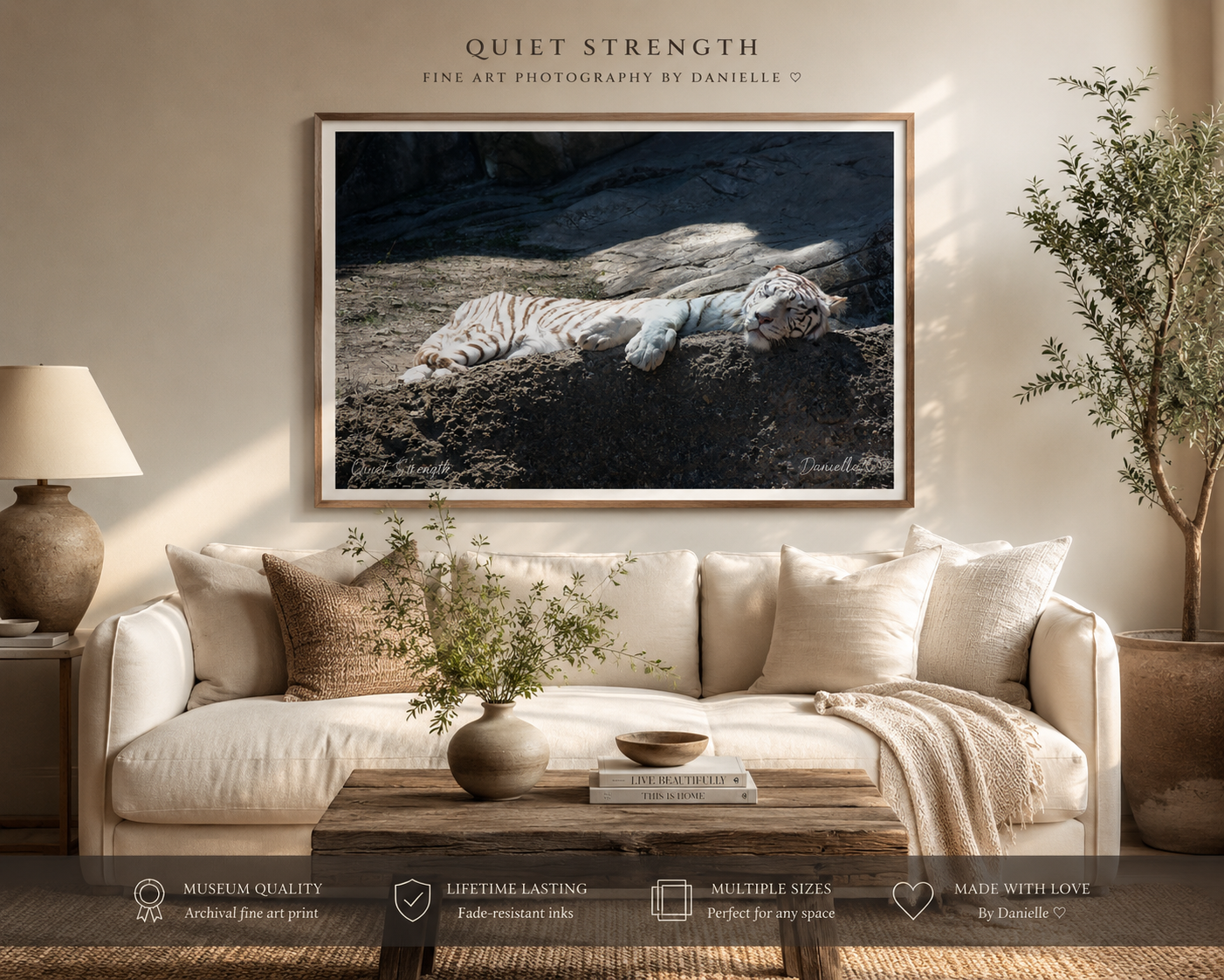Quiet Strength - White Tiger Digital Print - Wildlife Wall Art