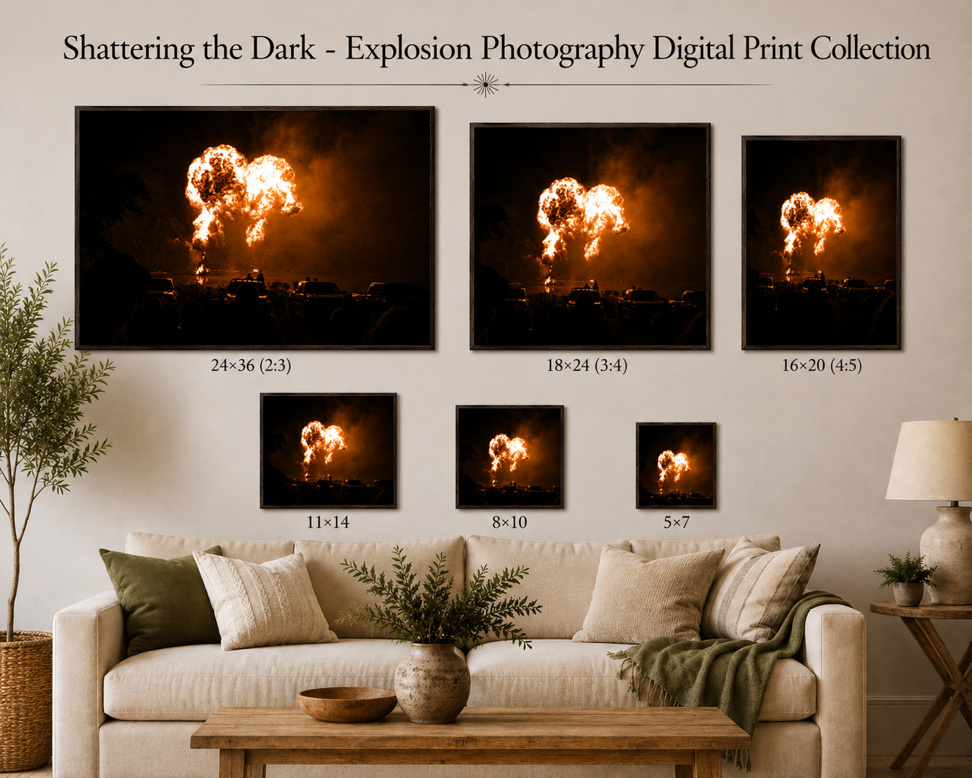 Shattering the Dark - Explosion Photography Digital Print