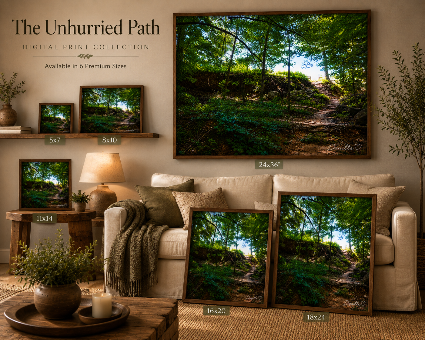 The Unhurried Path — Forest Trail Digital Print | Peaceful Nature Wall Art