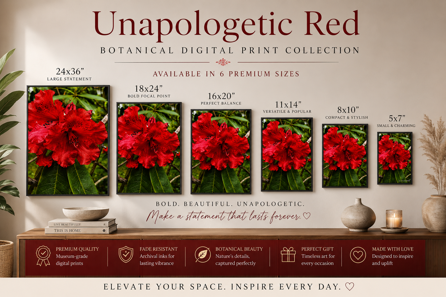 Unapologetic Red - Botanical Digital Print
