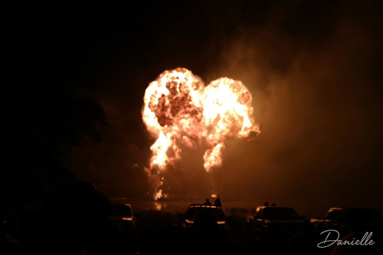 Explosion at night with Danielle signature