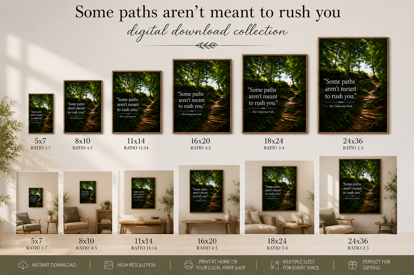 Some Paths Aren't Meant To Rush You - Forest Trail Digital Print | Peaceful Nature Wall Art